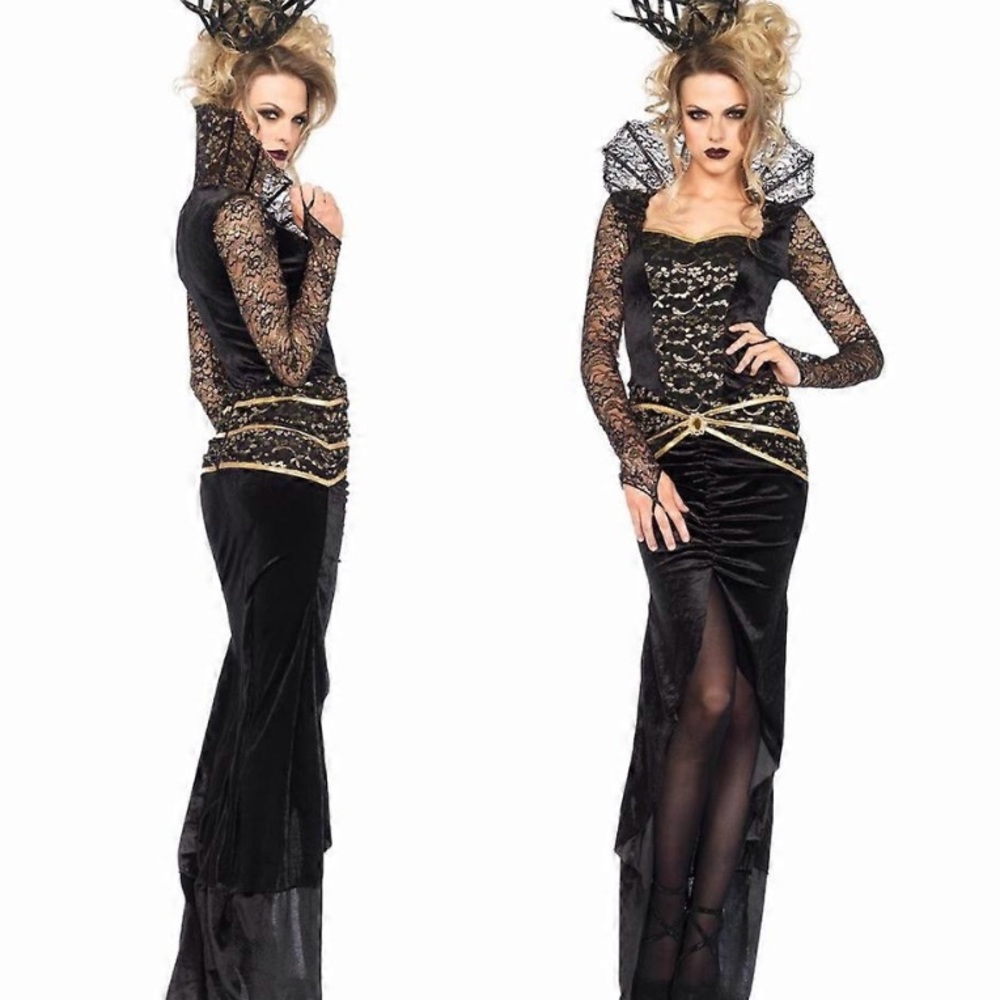 Elegant Black Lace Gothic Dress - Leg Ave Evil Queen Coatume - Small